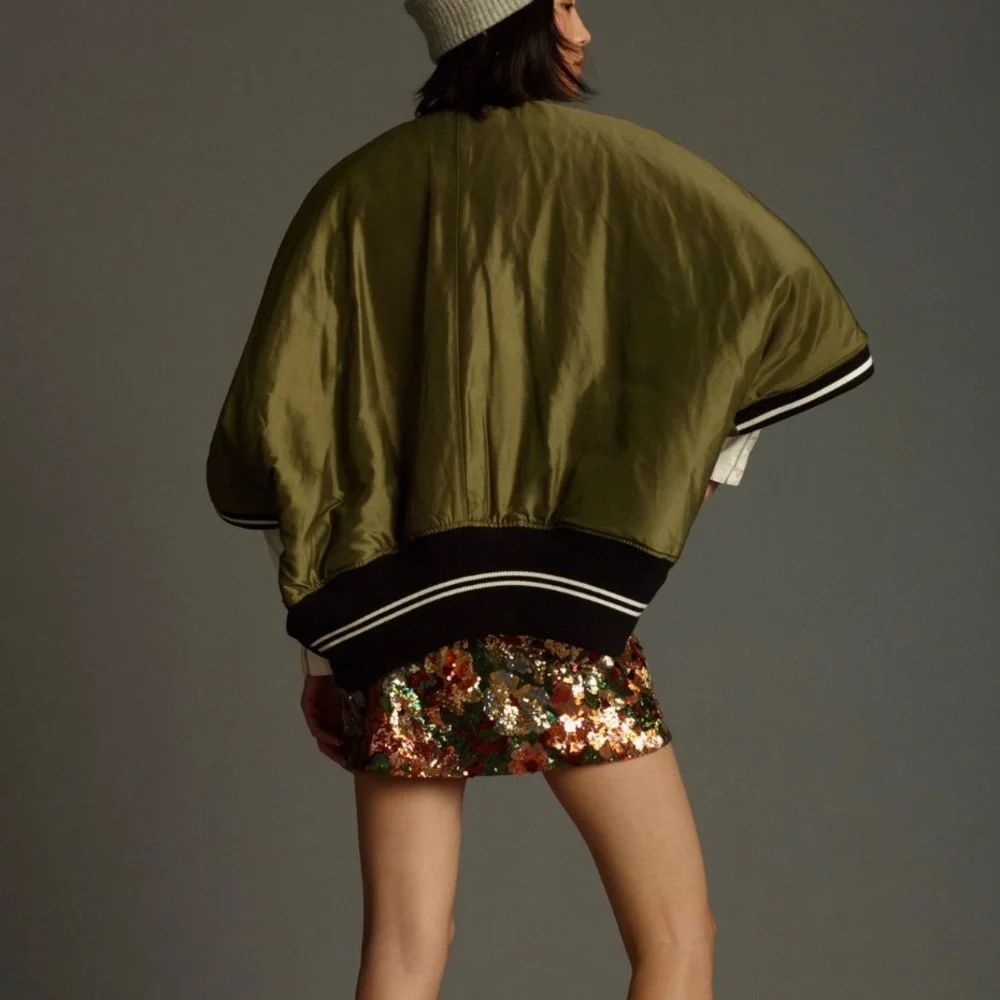 Pilcro Puffer Sport Coat Green Oversized Size s/m - Picture 3 of 3
